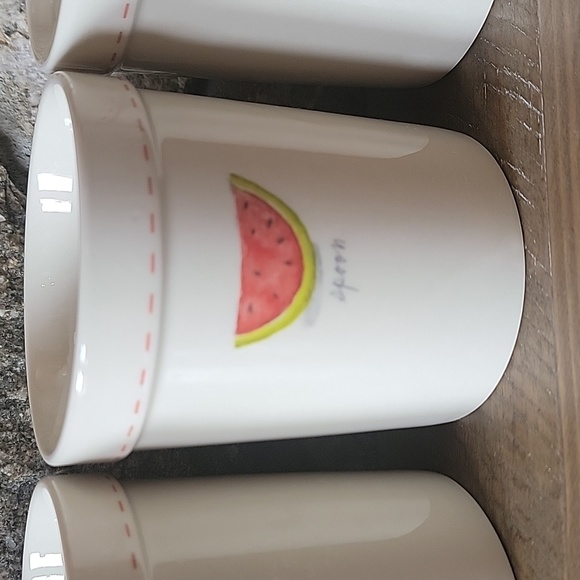 Rae dunn Watermelon set napkin fork spoon knife canister - Picture 4 of 8